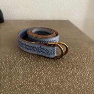 J.Crew Blue and Brown Women's Leather Belt with Gold Buckle